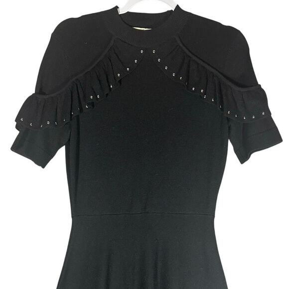 Kate Spade 100% Merino Wool Studded Ruffle Sweater Dress Sz S Fit and Flare $398 - Picture 9 of 11
